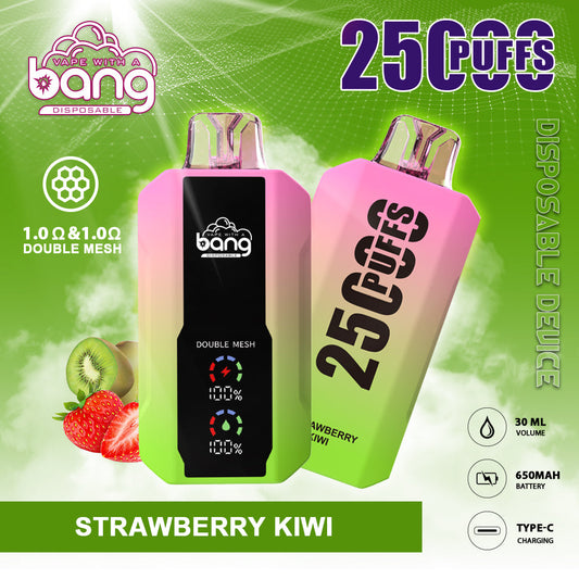 Bang 25000 Puffs Smart Full Screen Turn Ice Wholesale Disposable Vape E Cigarette Puff 25k  Prefilled Pod-850mAh Battery, 30ml E-liquid, Multiple Nicotine 16 Flavors
