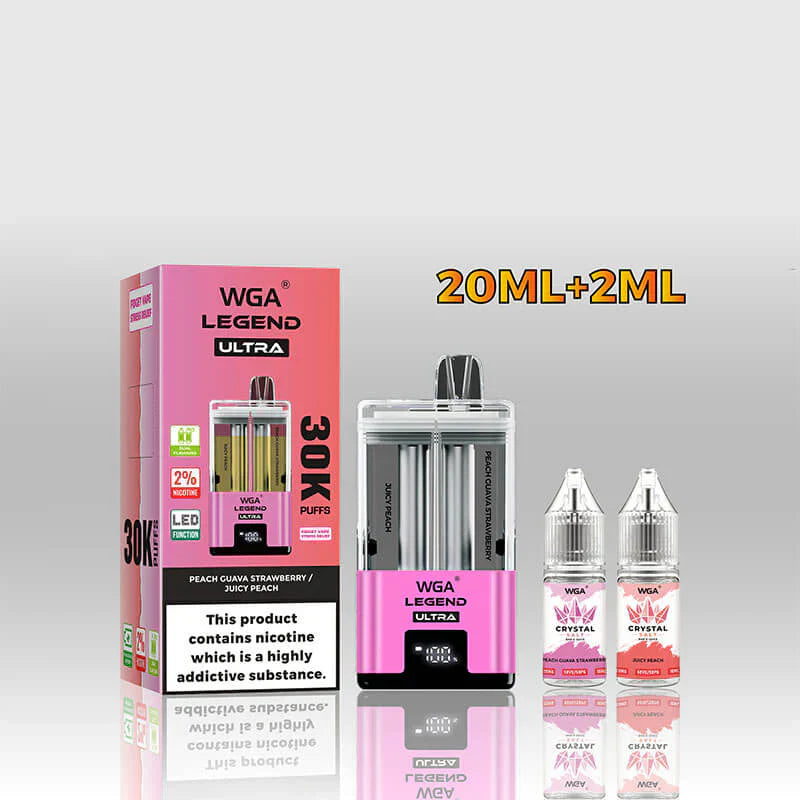WGA Crystal Legend Ultra 30000 Puffs Disposable Vape-650mAh Battery, 22ml E-liquid, Multiple Nicotine 16 Flavors