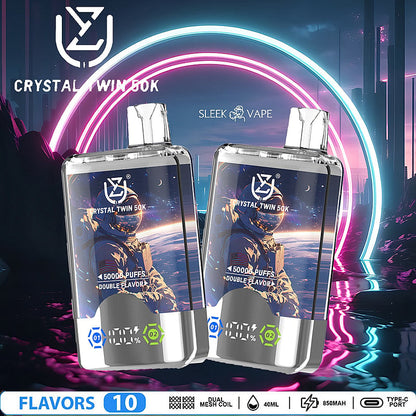 UZY Crystal Twin 50000 Puffs Double Flavor Disposable Vape with Dual Mesh Coil
